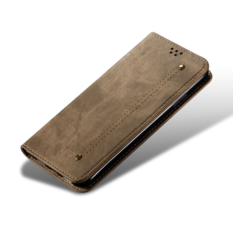 For Samsung Galaxy S23 Ultra 5G Denim Texture Leather Phone Case(Khaki)