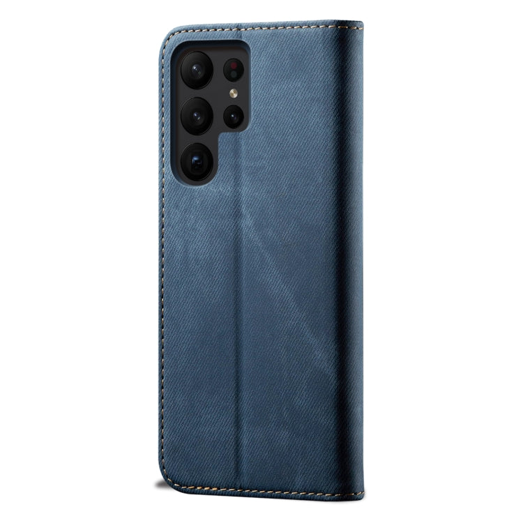 For Samsung Galaxy S23 Ultra 5G Denim Texture Leather Phone Case(Blue)