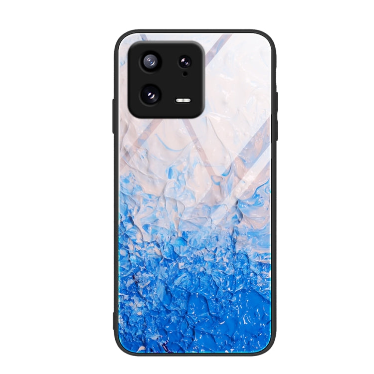 For Xiaomi 13 Marble Pattern Glass Phone Case(Ocean Waves)