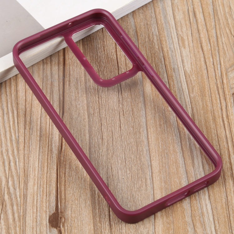 For Samsung Galaxy S23 5G Clear Acrylic Soft TPU Phone Case(Cherry Red)