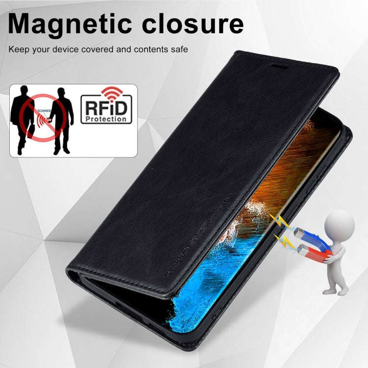 For Samsung Galaxy S23 5G LC.IMEEKE RFID Anti-theft Leather Phone Case(Black)