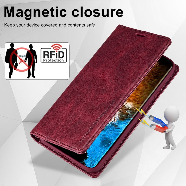 For Samsung Galaxy S23 5G LC.IMEEKE RFID Anti-theft Leather Phone Case(Red)