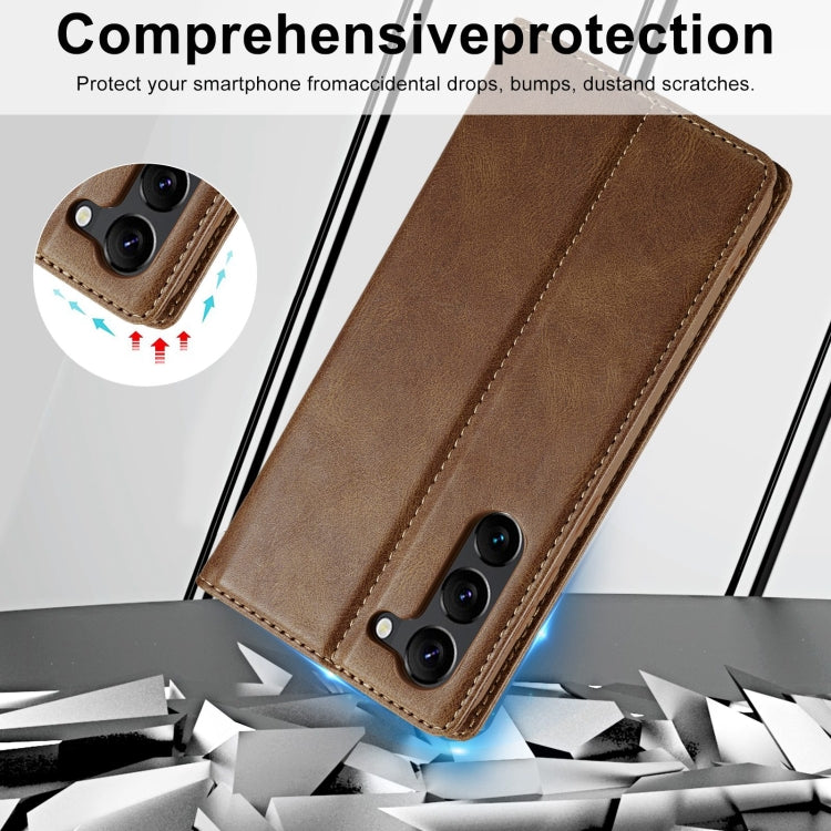 For Samsung Galaxy S23 5G LC.IMEEKE RFID Anti-theft Leather Phone Case(Brown)