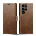 For Samsung Galaxy S23 Ultra 5G LC.IMEEKE RFID Anti-theft Leather Phone Case(Brown)