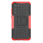 For Samsung Galaxy S23+ 5G Tire Texture TPU + PC Phone Case with Holder(Red)