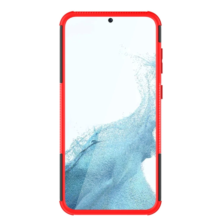 For Samsung Galaxy S23+ 5G Tire Texture TPU + PC Phone Case with Holder(Red)