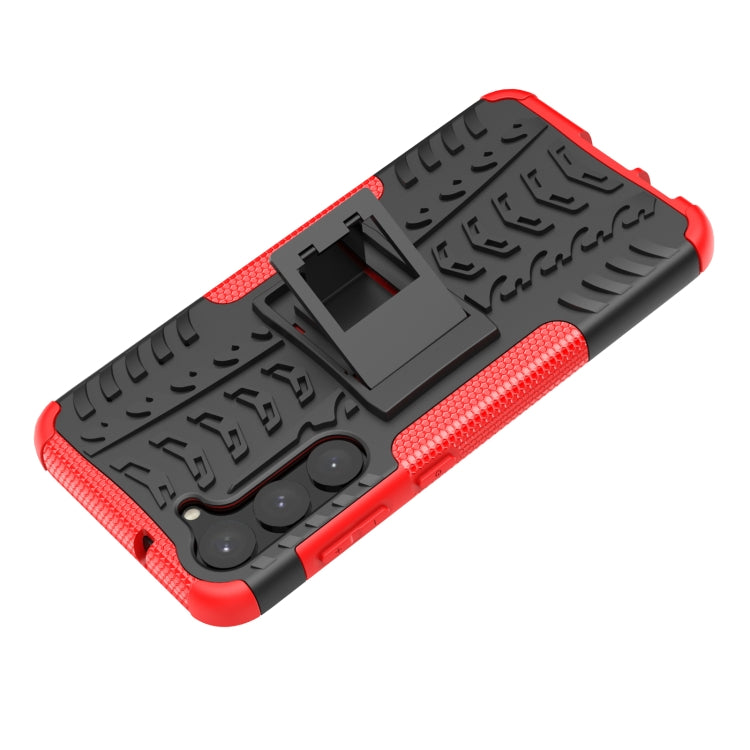 For Samsung Galaxy S23+ 5G Tire Texture TPU + PC Phone Case with Holder(Red)