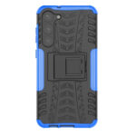 For Samsung Galaxy S23+ 5G Tire Texture TPU + PC Phone Case with Holder(Blue)