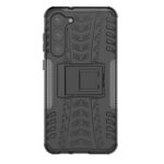 For Samsung Galaxy S23+ 5G Tire Texture TPU + PC Phone Case with Holder(Black)