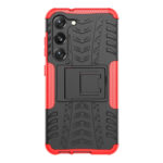 For Samsung Galaxy S23 5G Tire Texture TPU + PC Phone Case with Holder(Red)