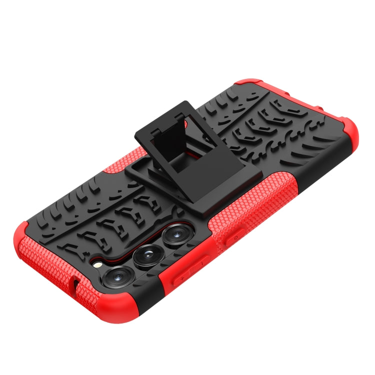 For Samsung Galaxy S23 5G Tire Texture TPU + PC Phone Case with Holder(Red)