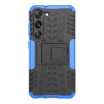 For Samsung Galaxy S23 5G Tire Texture TPU + PC Phone Case with Holder(Blue)