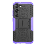 For Samsung Galaxy S23 5G Tire Texture TPU + PC Phone Case with Holder(Purple)