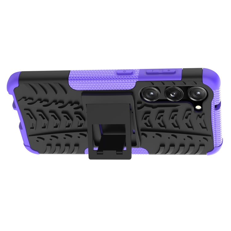 For Samsung Galaxy S23 5G Tire Texture TPU + PC Phone Case with Holder(Purple)