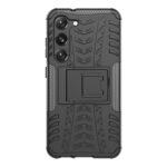 For Samsung Galaxy S23 5G Tire Texture TPU + PC Phone Case with Holder(Black)