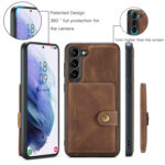 For Samsung Galaxy S23 5G JEEHOOD Retro Magnetic Detachable Wallet Phone Case(Brown)