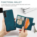 For Samsung Galaxy S23 5G JEEHOOD Retro Magnetic Detachable Wallet Phone Case(Blue)