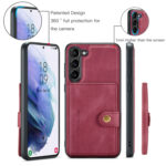 For Samsung Galaxy S23 5G JEEHOOD Retro Magnetic Detachable Wallet Phone Case(Red)