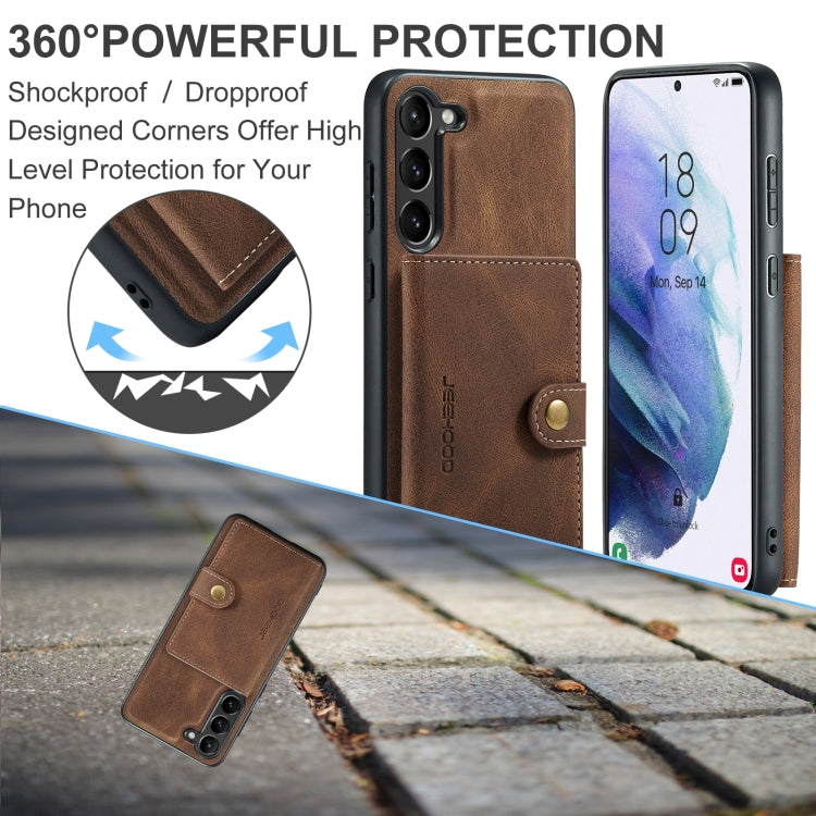 For Samsung Galaxy S23+ 5G JEEHOOD Retro Magnetic Detachable Wallet Phone Case(Brown)