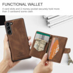 For Samsung Galaxy S23+ 5G JEEHOOD Retro Magnetic Detachable Wallet Phone Case(Brown)