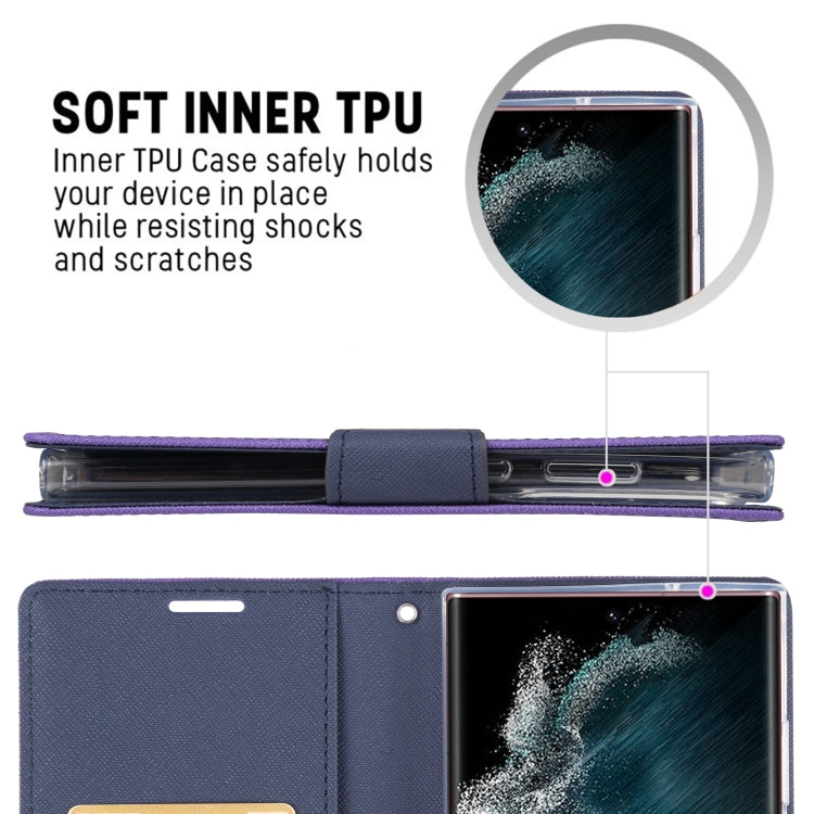 For Samsung Galaxy S23 Ultra 5G GOOSPERY FANCY DIARY Cross Texture Leather Phone Case(Purple)