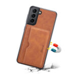 For Samsung Galaxy S23 5G Denior PU Single Card Slot Holder Phone Case(Brown)