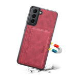 For Samsung Galaxy S23 5G Denior PU Single Card Slot Holder Phone Case(Red)