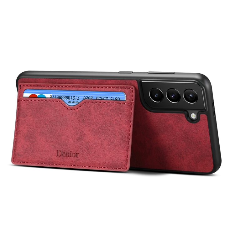 For Samsung Galaxy S23 5G Denior PU Single Card Slot Holder Phone Case(Red)