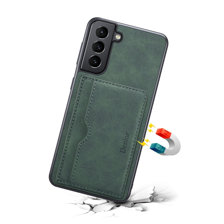 For Samsung Galaxy S23 5G Denior PU Single Card Slot Holder Phone Case(Green)