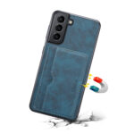 For Samsung Galaxy S23+ 5G Denior PU Single Card Slot Holder Phone Case(Blue)