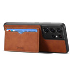 For Samsung Galaxy S23 Ultra 5G Denior PU Single Card Slot Holder Phone Case(Brown)