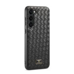 For Samsung Galaxy S23 5G Fierre Shann Leather Texture Phone Back Cover Case(Woven Black)