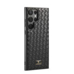 For Samsung Galaxy S23 Ultra 5G Fierre Shann Leather Texture Phone Back Cover Case(Woven Black)