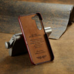 For Samsung Galaxy S23 5G Fierre Shann Oil Wax Texture Leather Phone Case with Card Slots(Brown)