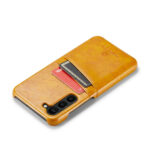 For Samsung Galaxy S23 5G Fierre Shann Oil Wax Texture Leather Phone Case with Card Slots(Yellow)