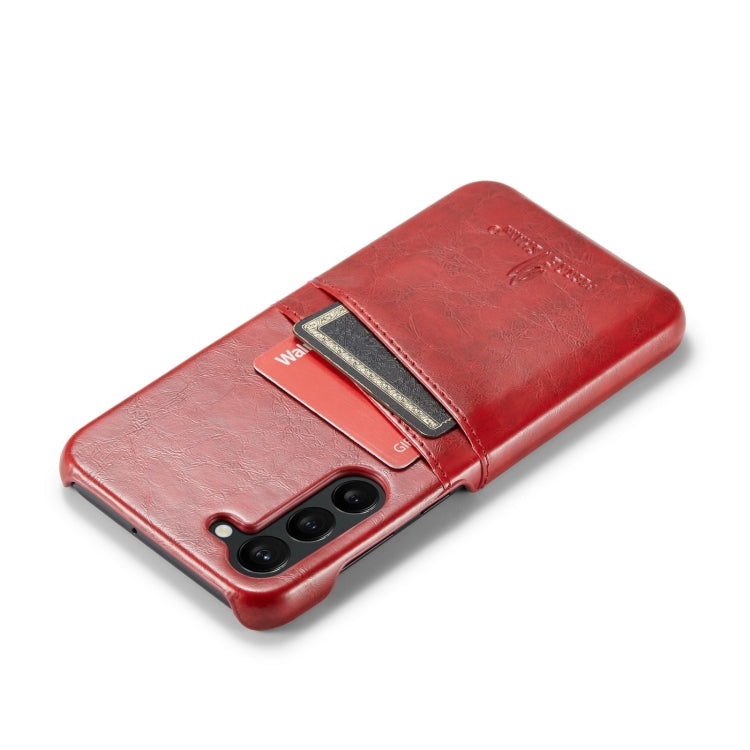 For Samsung Galaxy S23 5G Fierre Shann Oil Wax Texture Leather Phone Case with Card Slots(Red)