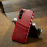 For Samsung Galaxy S23 5G Fierre Shann Oil Wax Texture Leather Phone Case with Card Slots(Red)