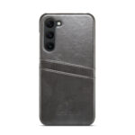 For Samsung Galaxy S23 5G Fierre Shann Oil Wax Texture Leather Phone Case with Card Slots(Black)