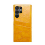 For Samsung Galaxy S23 Ultra 5G Fierre Shann Oil Wax Texture Leather Phone Case with Card Slots(Yellow)