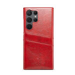 For Samsung Galaxy S23 Ultra 5G Fierre Shann Oil Wax Texture Leather Phone Case with Card Slots(Red)