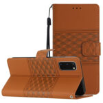 For Samsung Galaxy S20 Diamond Embossed Skin Feel Leather Phone Case with Lanyard(Brown)