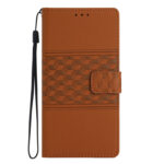 For Samsung Galaxy S20 Diamond Embossed Skin Feel Leather Phone Case with Lanyard(Brown)