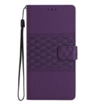 For Samsung Galaxy S20 Diamond Embossed Skin Feel Leather Phone Case with Lanyard(Purple)