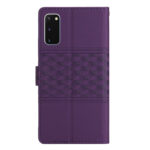 For Samsung Galaxy S20 Diamond Embossed Skin Feel Leather Phone Case with Lanyard(Purple)