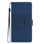 For Samsung Galaxy S20 Diamond Embossed Skin Feel Leather Phone Case with Lanyard(Dark Blue)