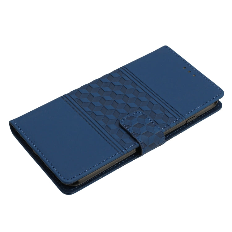 For Samsung Galaxy S20 Diamond Embossed Skin Feel Leather Phone Case with Lanyard(Dark Blue)