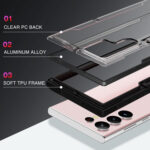 For Samsung Galaxy S23 5G Defender Metal Clear PC Soft TPU Phone Case(Black)