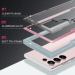 For Samsung Galaxy S23 5G Defender Metal Clear PC Soft TPU Phone Case(Rose Gold)