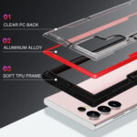 For Samsung Galaxy S23+ 5G Defender Metal Clear PC Soft TPU Phone Case(Red)