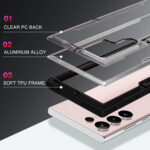 For Samsung Galaxy S23+ 5G Defender Metal Clear PC Soft TPU Phone Case(Grey Black)